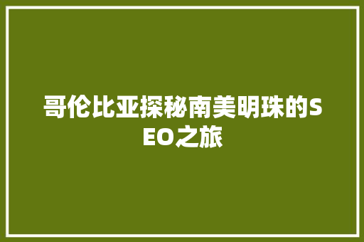 哥伦比亚探秘南美明珠的SEO之旅