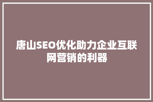 唐山SEO优化助力企业互联网营销的利器