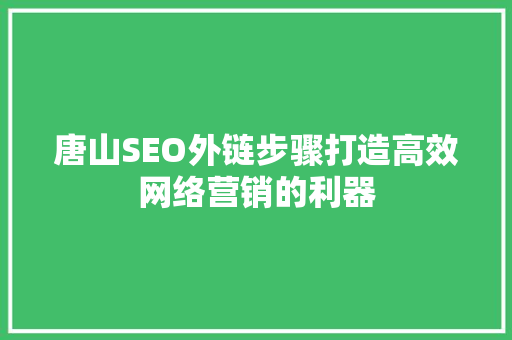 唐山SEO外链步骤打造高效网络营销的利器