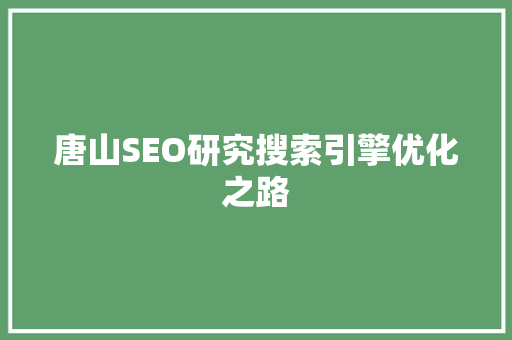 唐山SEO研究搜索引擎优化之路