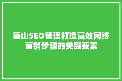 唐山SEO管理打造高效网络营销步骤的关键要素