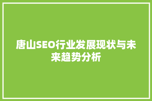 唐山SEO行业发展现状与未来趋势分析