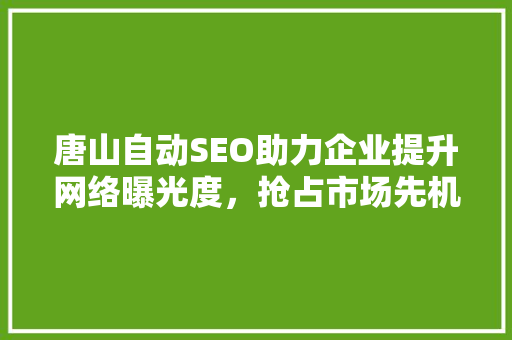 唐山自动SEO助力企业提升网络曝光度，抢占市场先机