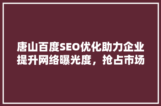 唐山百度SEO优化助力企业提升网络曝光度，抢占市场先机