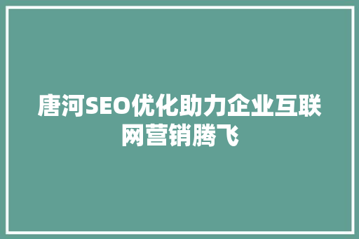 唐河SEO优化助力企业互联网营销腾飞