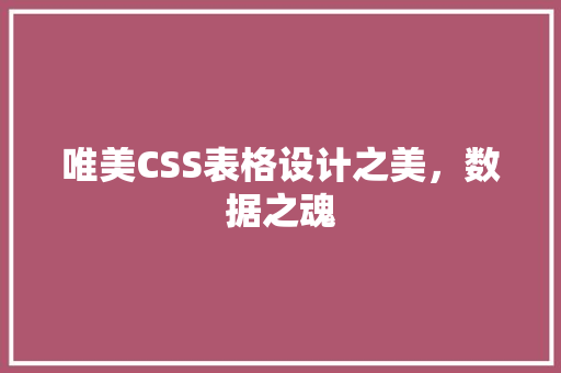 唯美CSS表格设计之美，数据之魂