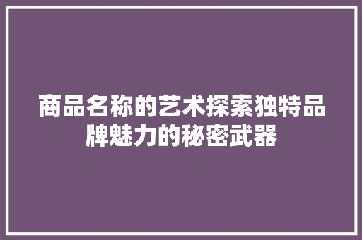 商品名称的艺术探索独特品牌魅力的秘密武器