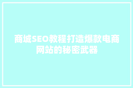 商城SEO教程打造爆款电商网站的秘密武器