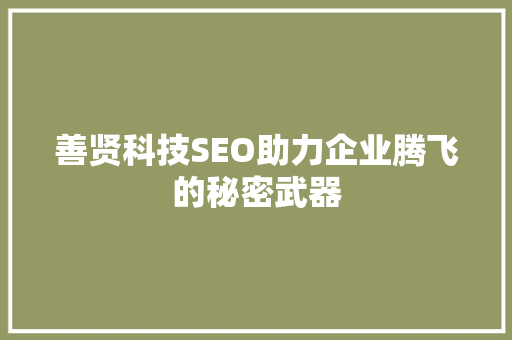 善贤科技SEO助力企业腾飞的秘密武器