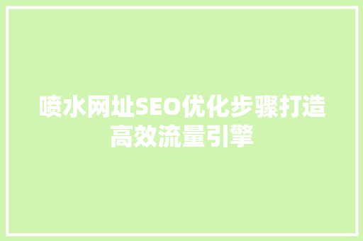 喷水网址SEO优化步骤打造高效流量引擎