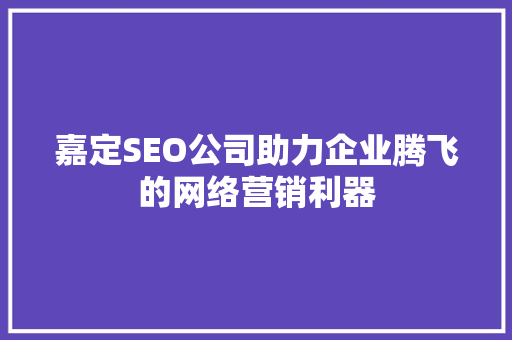 嘉定SEO公司助力企业腾飞的网络营销利器