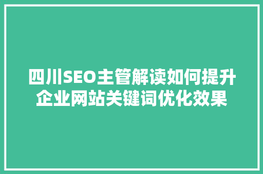 四川SEO主管解读如何提升企业网站关键词优化效果