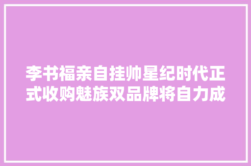 李书福亲自挂帅星纪时代正式收购魅族双品牌将自力成长