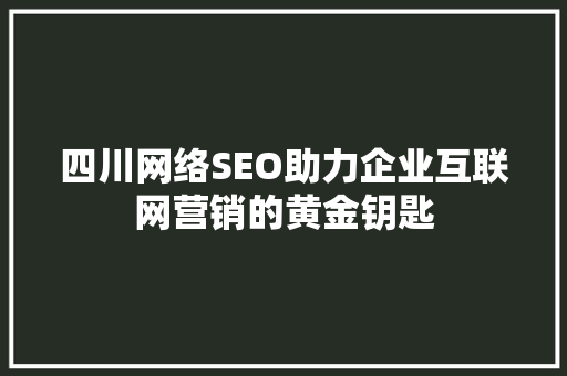 四川网络SEO助力企业互联网营销的黄金钥匙