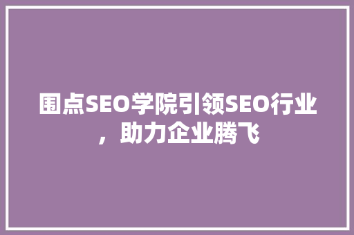 围点SEO学院引领SEO行业，助力企业腾飞