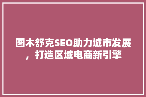 图木舒克SEO助力城市发展，打造区域电商新引擎