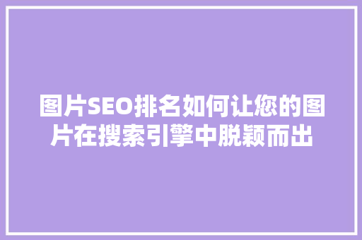 图片SEO排名如何让您的图片在搜索引擎中脱颖而出