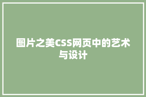 图片之美CSS网页中的艺术与设计