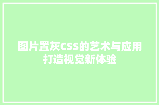 图片置灰CSS的艺术与应用打造视觉新体验