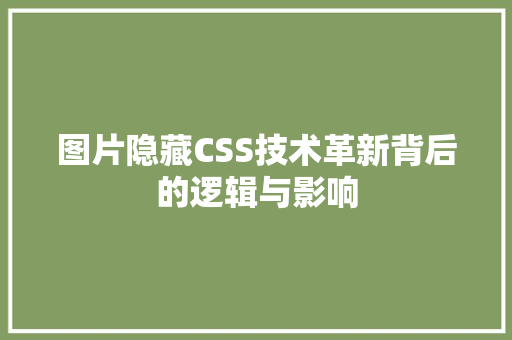 图片隐藏CSS技术革新背后的逻辑与影响