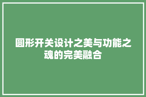 圆形开关设计之美与功能之魂的完美融合