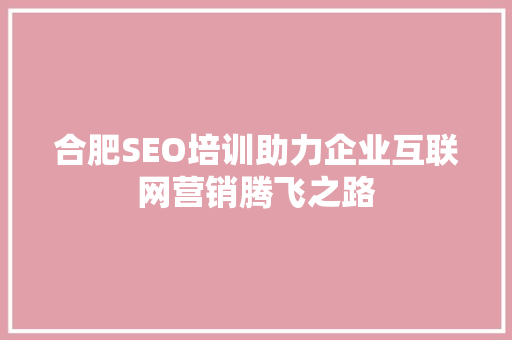 合肥SEO培训助力企业互联网营销腾飞之路