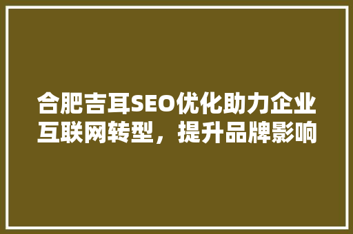 合肥吉耳SEO优化助力企业互联网转型，提升品牌影响力