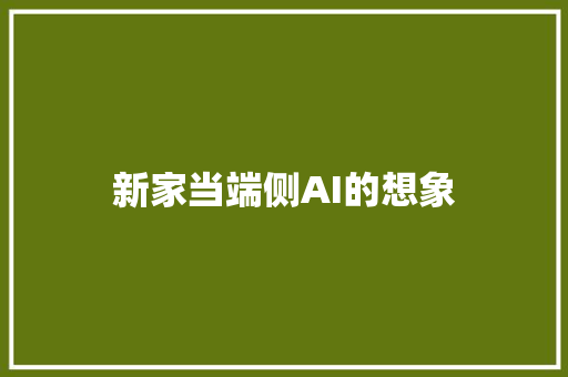 新家当端侧AI的想象