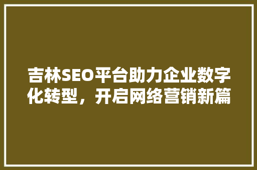 吉林SEO平台助力企业数字化转型，开启网络营销新篇章