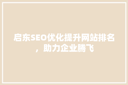 启东SEO优化提升网站排名，助力企业腾飞