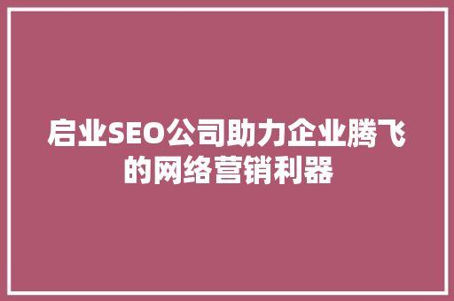 启业SEO公司助力企业腾飞的网络营销利器