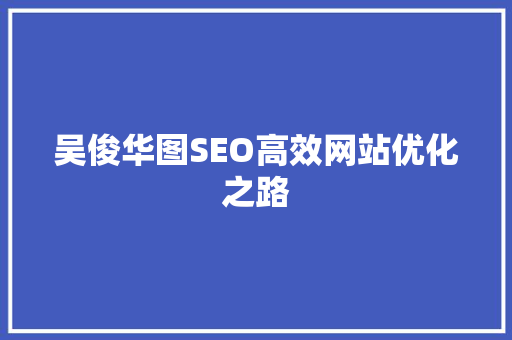 吴俊华图SEO高效网站优化之路