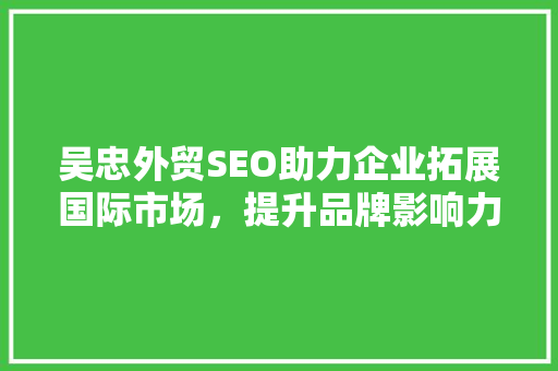 吴忠外贸SEO助力企业拓展国际市场，提升品牌影响力