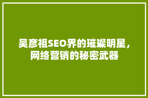 吴彦祖SEO界的璀璨明星，网络营销的秘密武器