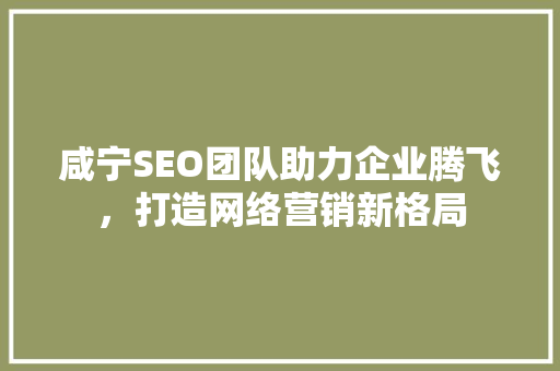 咸宁SEO团队助力企业腾飞，打造网络营销新格局