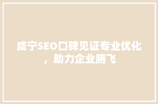 咸宁SEO口碑见证专业优化，助力企业腾飞