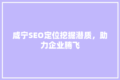 咸宁SEO定位挖掘潜质，助力企业腾飞