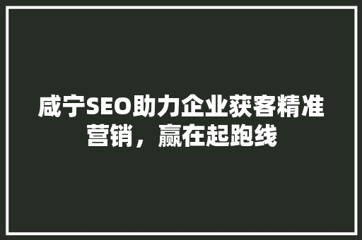 咸宁SEO助力企业获客精准营销，赢在起跑线