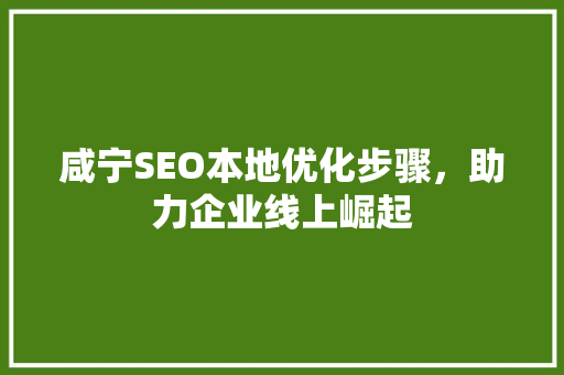 咸宁SEO本地优化步骤，助力企业线上崛起