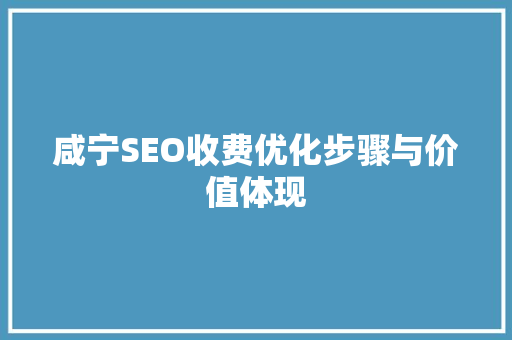 咸宁SEO收费优化步骤与价值体现