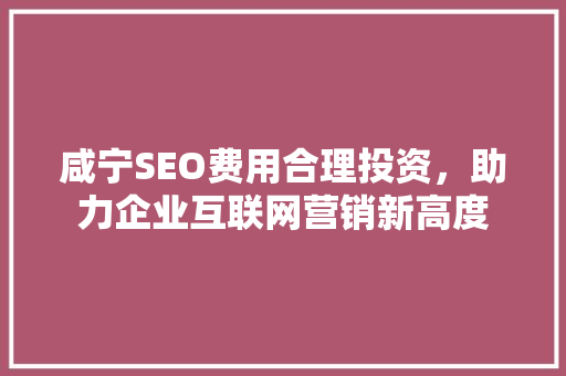 咸宁SEO费用合理投资，助力企业互联网营销新高度