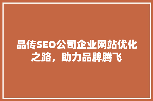 品传SEO公司企业网站优化之路，助力品牌腾飞