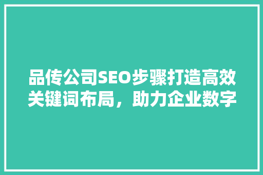 品传公司SEO步骤打造高效关键词布局，助力企业数字化转型