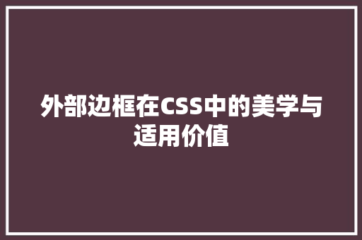 外部边框在CSS中的美学与适用价值