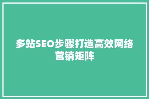 多站SEO步骤打造高效网络营销矩阵