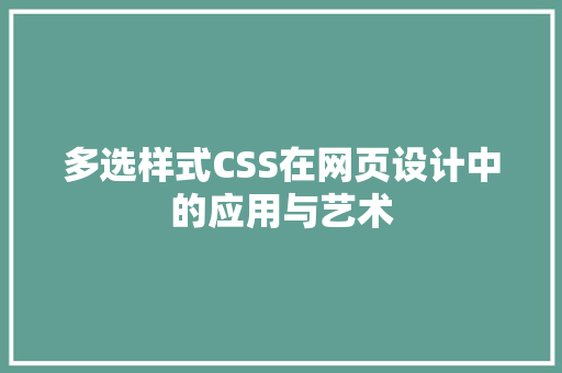 多选样式CSS在网页设计中的应用与艺术