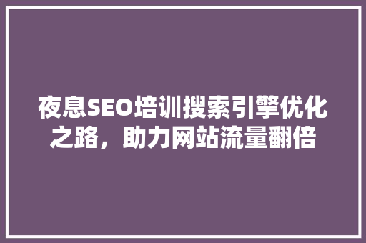 夜息SEO培训搜索引擎优化之路，助力网站流量翻倍