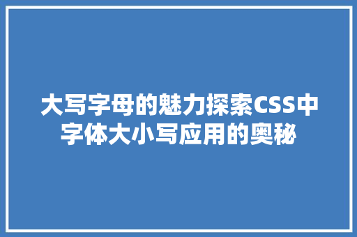 大写字母的魅力探索CSS中字体大小写应用的奥秘