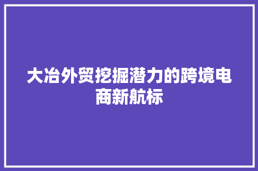 大冶外贸挖掘潜力的跨境电商新航标