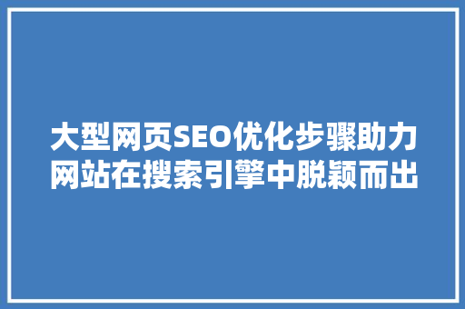 大型网页SEO优化步骤助力网站在搜索引擎中脱颖而出